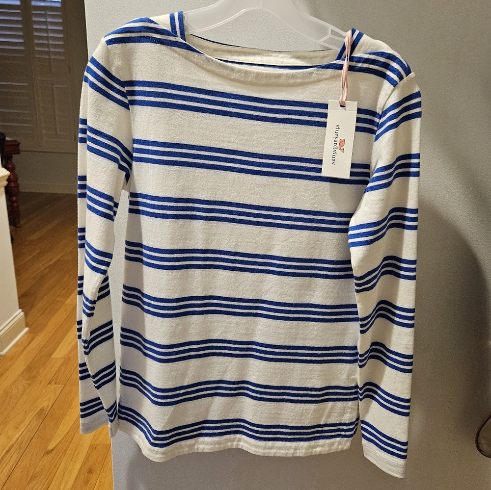 Vineyard Vines XXS Knit Triple Stripe Spinnaker Blue and White Top Sweater